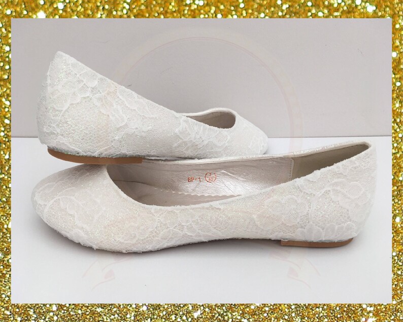 white flat bridal shoes