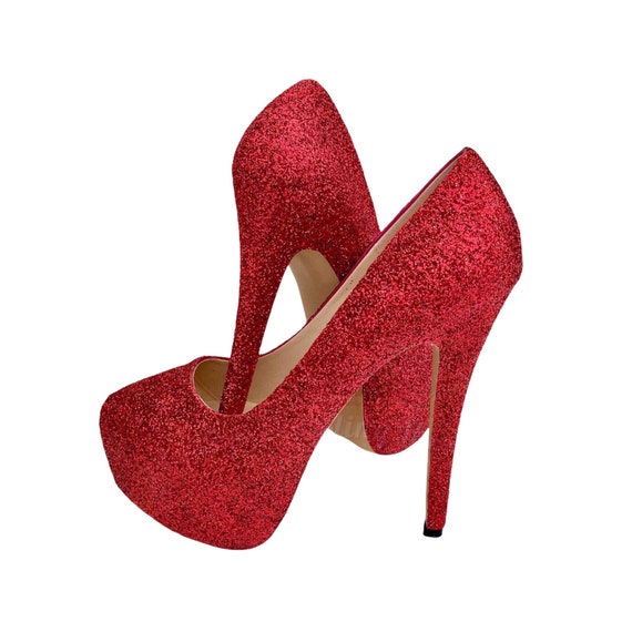 Bella Marie Red Sequin Stilleto Heels Size 8.5 | eBay