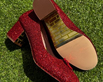 Ruby Red Glitter Block Heels, Wizard of Oz Dorothy Shoes