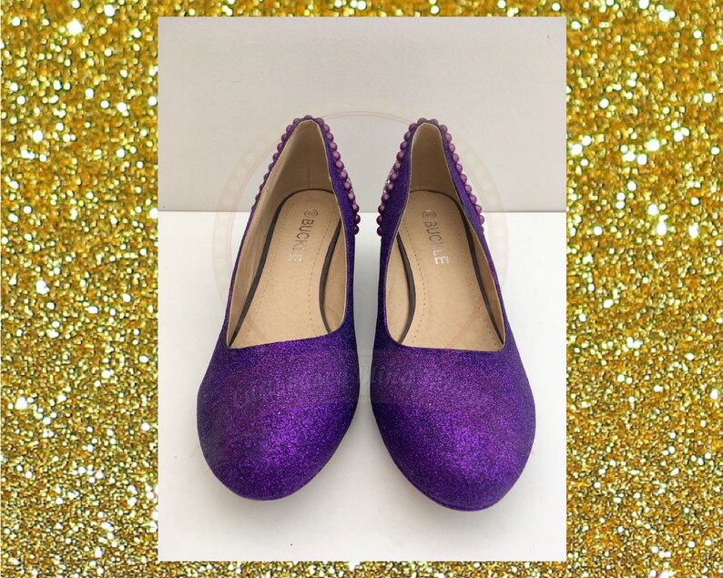 Purple pearl heels Grey pearl heels Glitter kitten heels Etsy