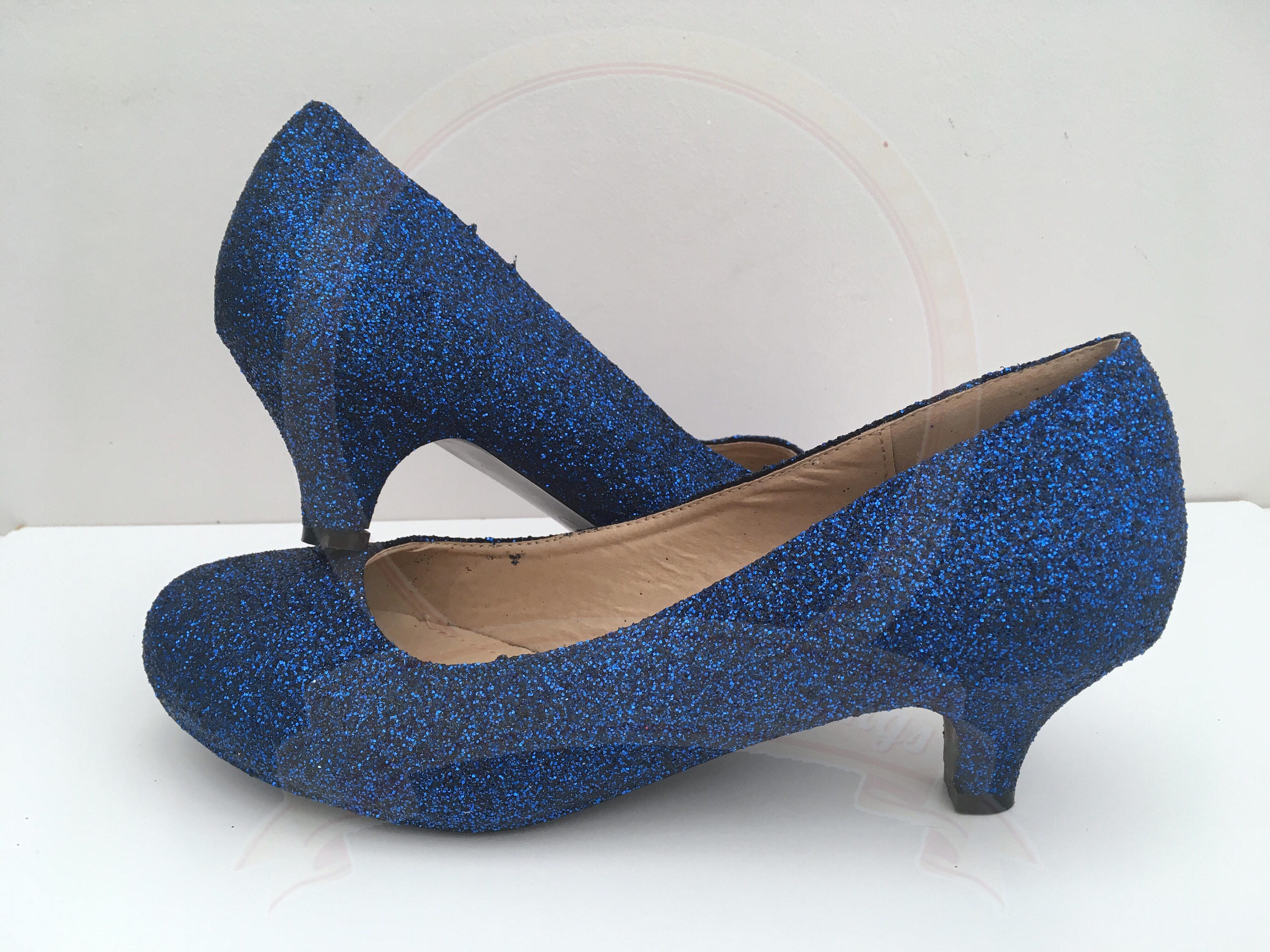 Navy Glitter Kitten Heels Dark Blue Bridal Wedding Shoes | Etsy