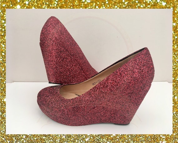 burgundy sequin heels