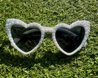 Ab pearl sunglasses, Embellished sunglasses, Bridal party, Personalised glasses, Hen do, Wedding favour, Gift, Bridesmaid, Heart glasses