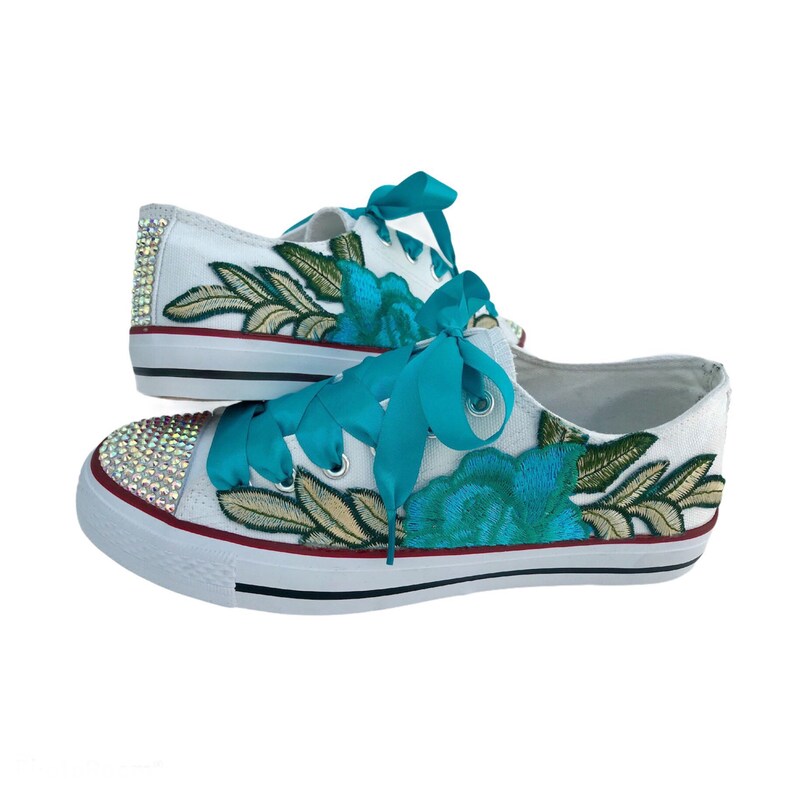 Turquoise Rose Shoes Custom Rose Shoes Flat Wedding Shoes Etsy