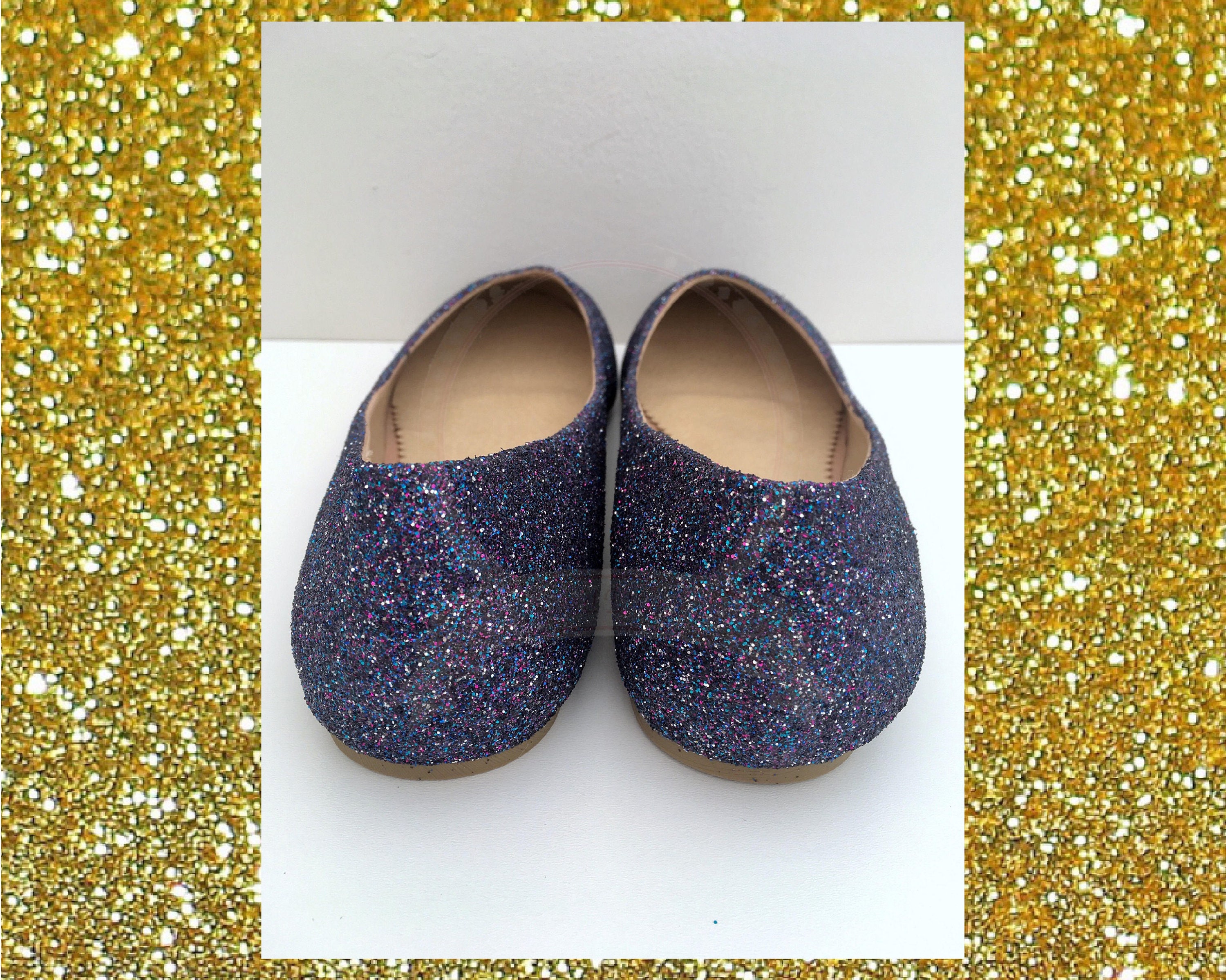 Galaxy Glitter Flats Glitter Pumps Ballerina Flats Customised | Etsy