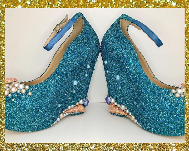 Under The Sea High Platform Glitter Wedges Mermaid Shoes | Etsy