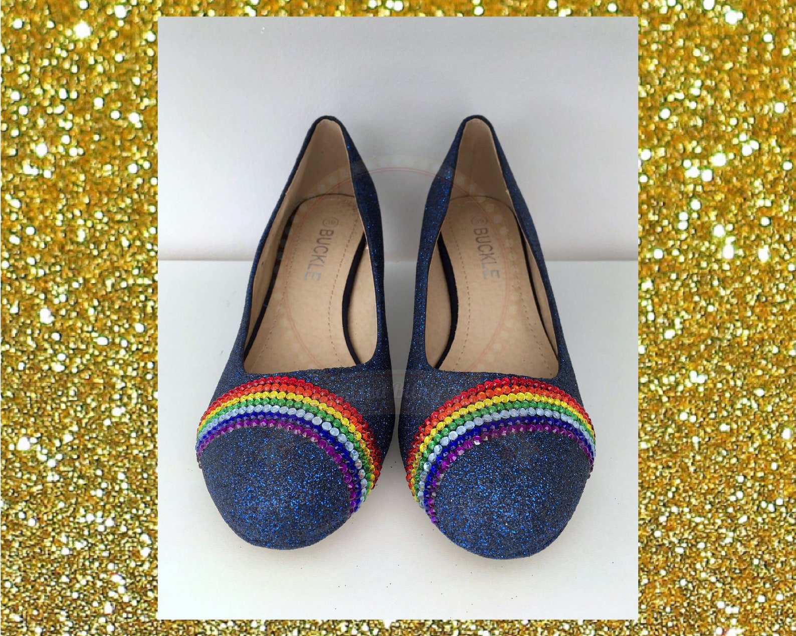 Navy glitter rainbow shoes Crystal rainbow glitter shoes Etsy