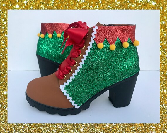 green glitter boots