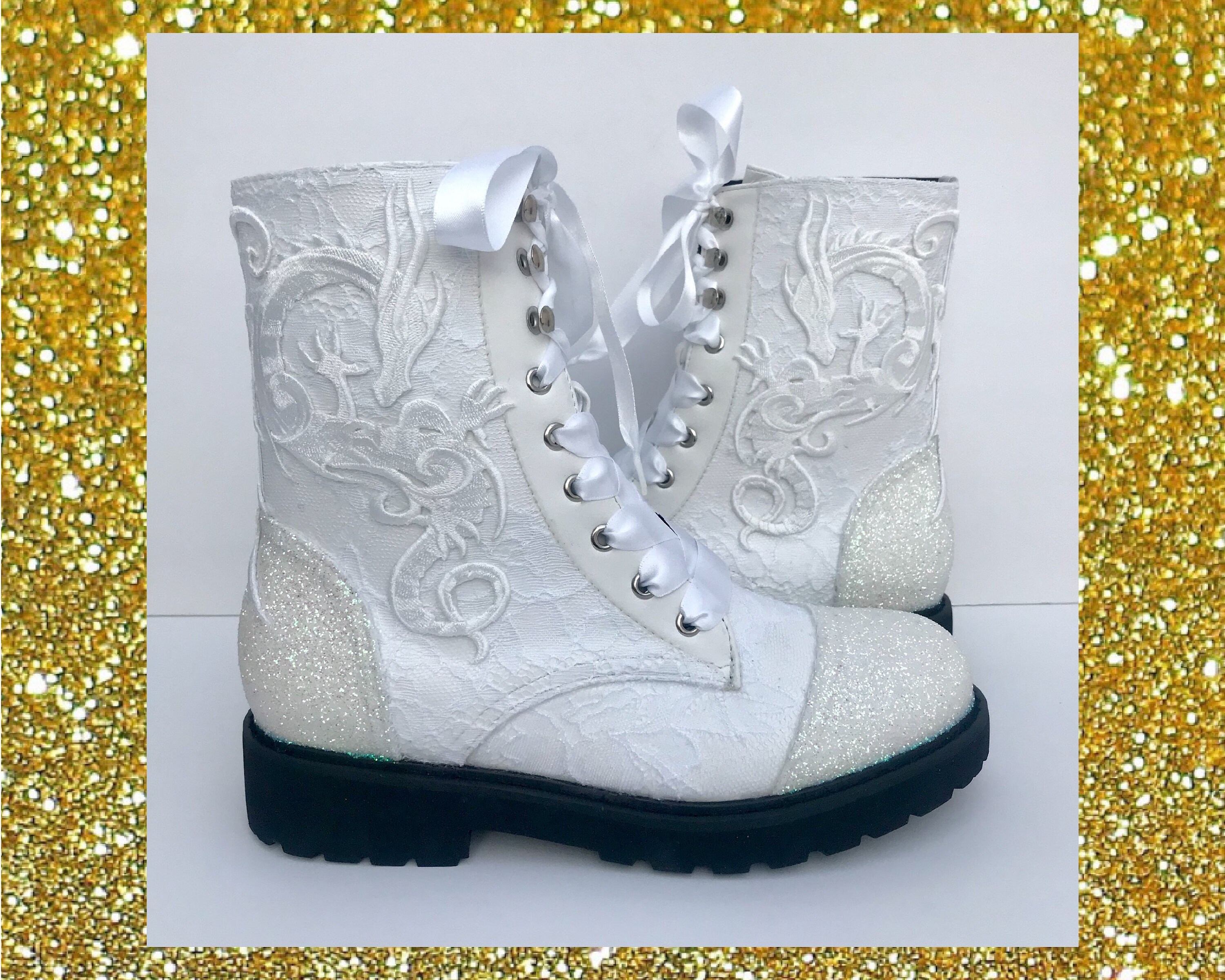 white bridal boots