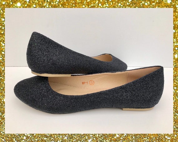 black sequin flats womens