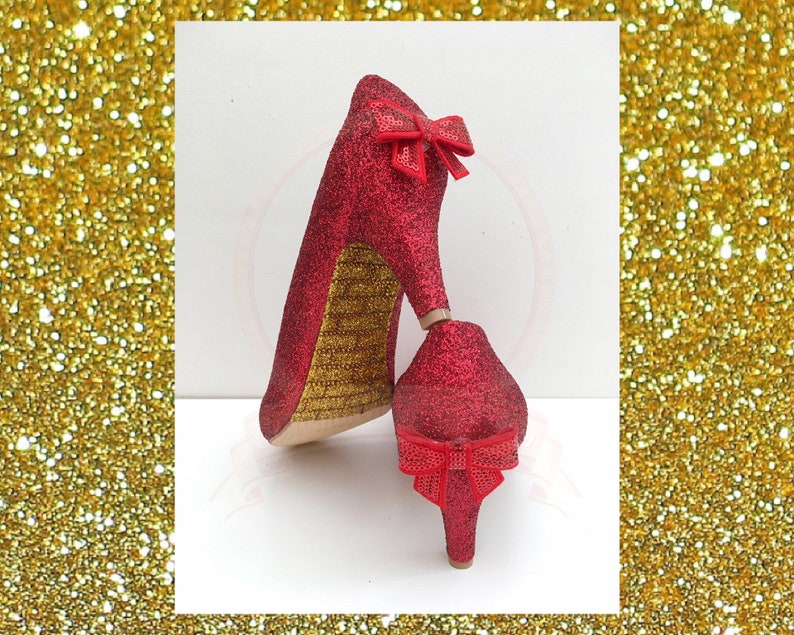 Red Sequin Ruby Slippers Wizard of Oz Dorothy Costume Shoes Heels size 6 7 8 9