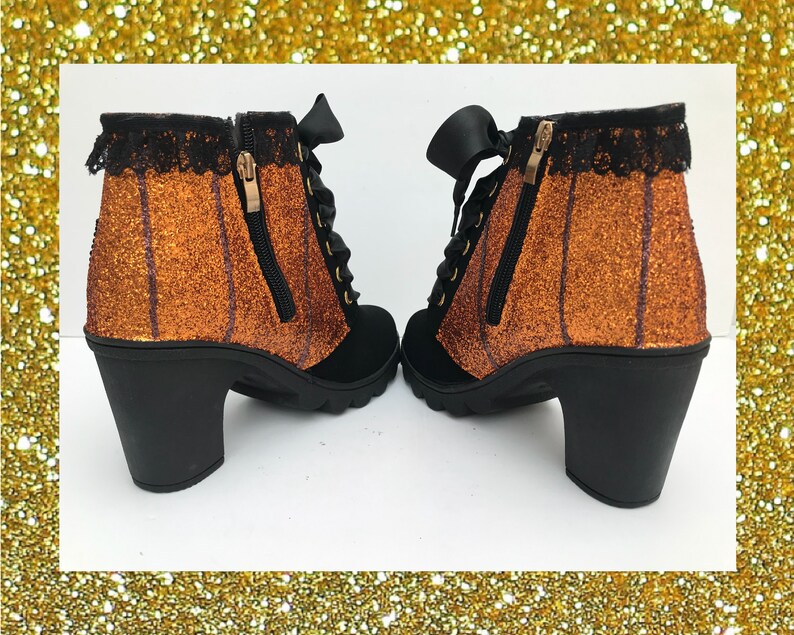Pumpkin halloween boots Glitter pumpkin boots Halloween | Etsy