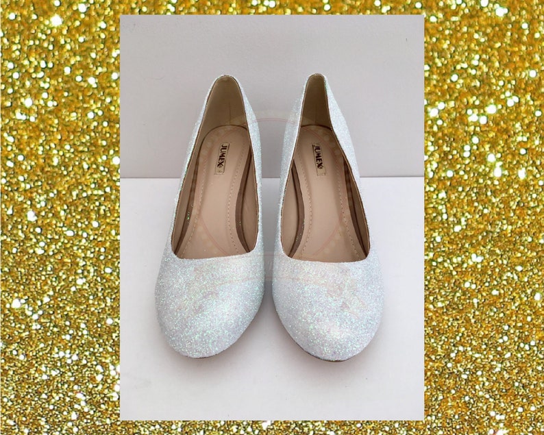 White Wedding Heels White Glitter Heels Wedding Shoes for Etsy UK