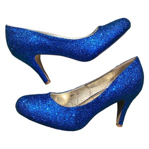 Royal blue glitter heels, Glitter heels blue, Royal blue wedding, Blue bridal shoes, Cobalt blue heels, Something blue bride,  Custom shoes