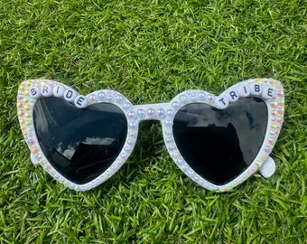 Bride Tribe sunglasses, Embellished sunglasses, Bridal party, Personalised glasses, Hen do, Wedding favour, Gift, Bridesmaid, Heart glasses
