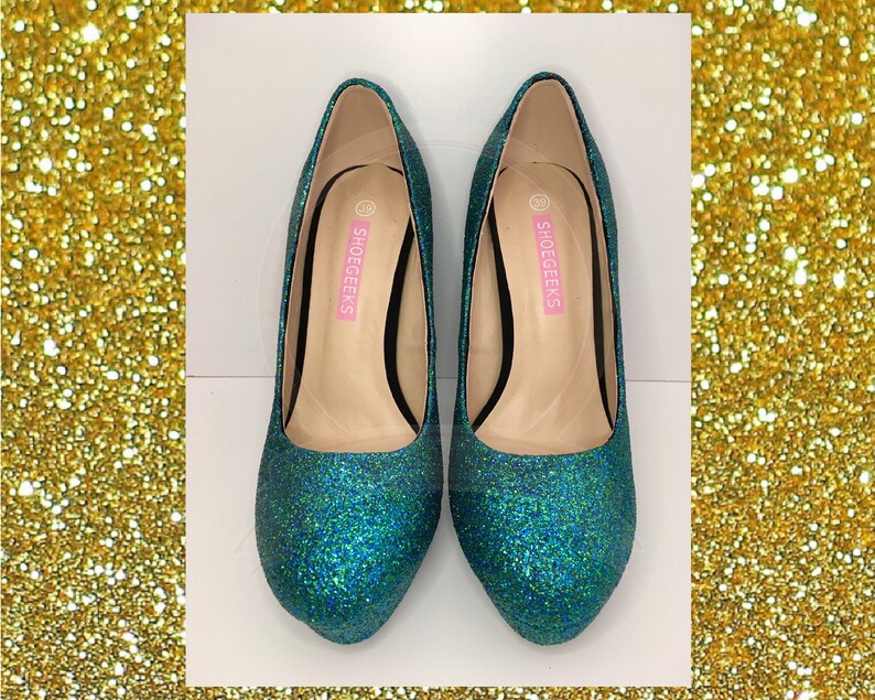 Mermaid Glitter Mix Heels Custom Glitter Heels Mermaid Etsy
