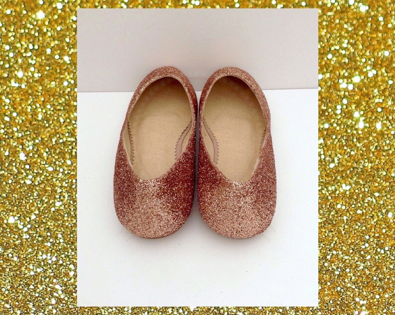 Rose gold shoes Rose gold glitter flats Rose gold wedding Etsy