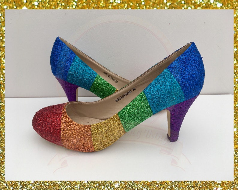 Rainbow Glitter Heels Pride Glitter Heels Rainbow Wedding Etsy