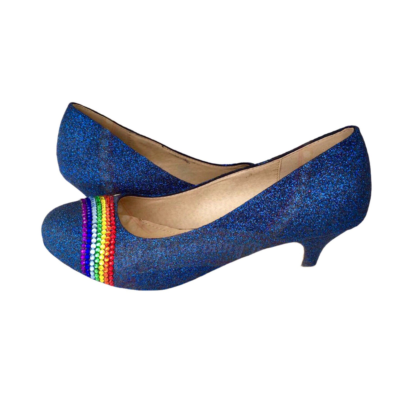 Navy glitter rainbow shoes Crystal rainbow glitter shoes Etsy