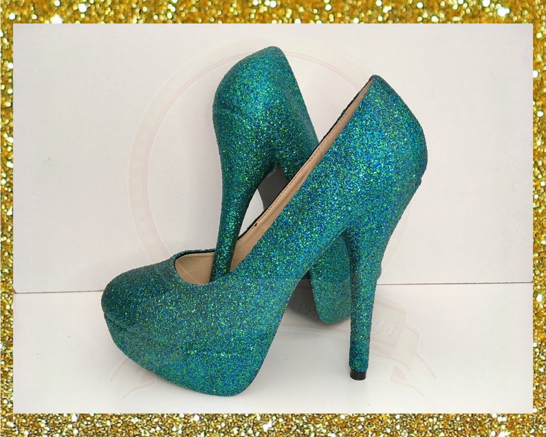Mermaid Glitter Mix Heels Custom Glitter Heels Mermaid Etsy