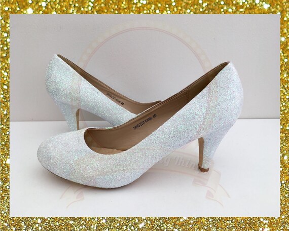 white glitter shoes wedding