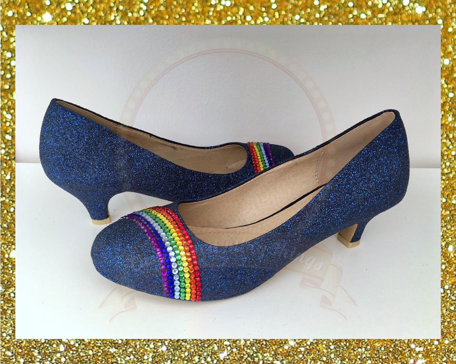 Navy Glitter Rainbow Shoes Crystal Rainbow Glitter Shoes Etsy