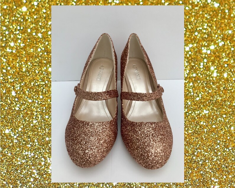 Mary Janes Bridal Bridal Glitter Heels Rose Gold Mary Janes Etsy