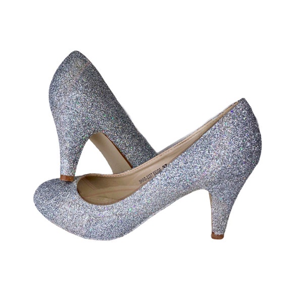 Silver Glitter Shoes Etsy