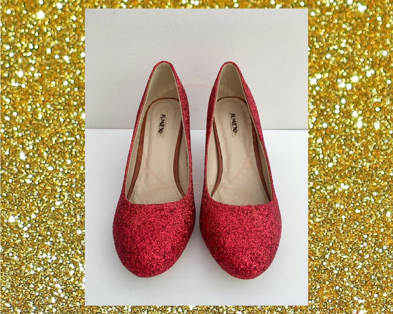cheap red glitter shoes
