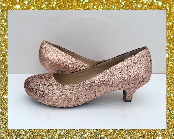 Gold low heels for prom sale