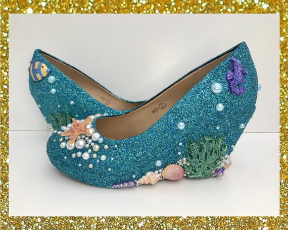 Buy Under the Sea Sculpted Mid Glitter Wedges Sculpted Shoes