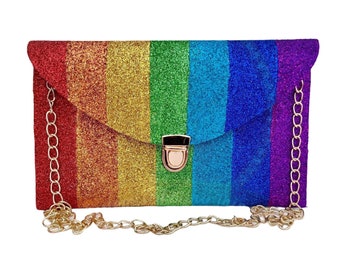 Rainbow bag accessory, Glitter rainbow bag, Glitter rainbow accessory, Custom made bag, Matching bag accessory, Gift for her, Prom clutch
