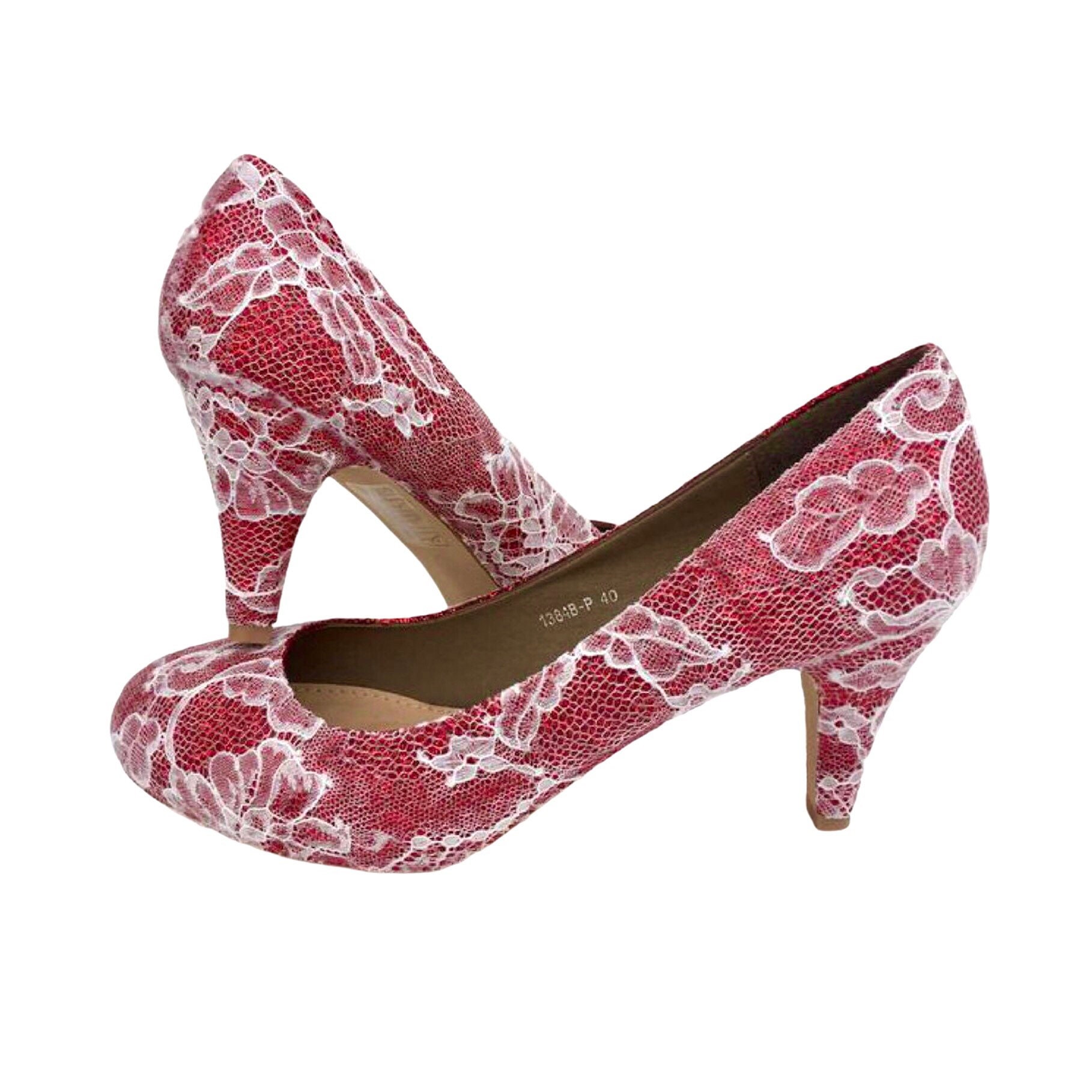 red glitter court shoes