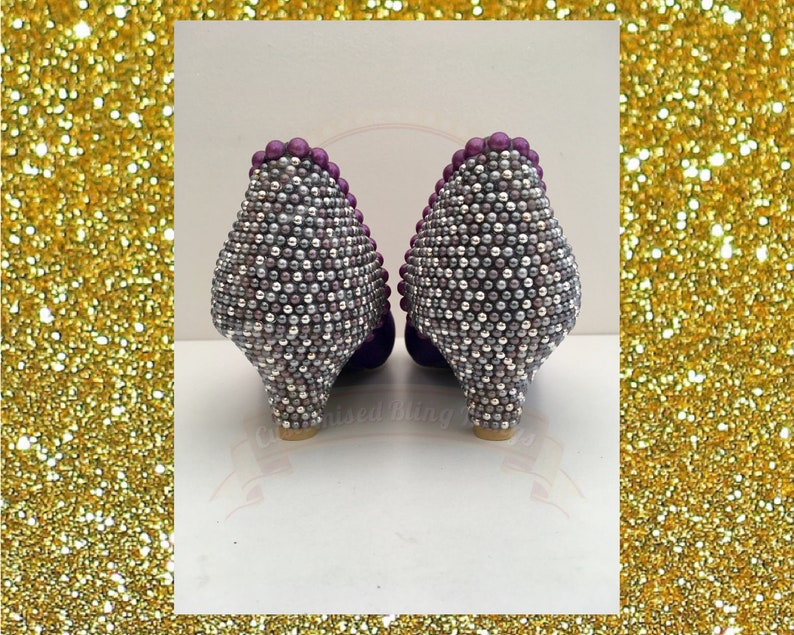 Purple pearl heels Grey pearl heels Glitter kitten heels Etsy