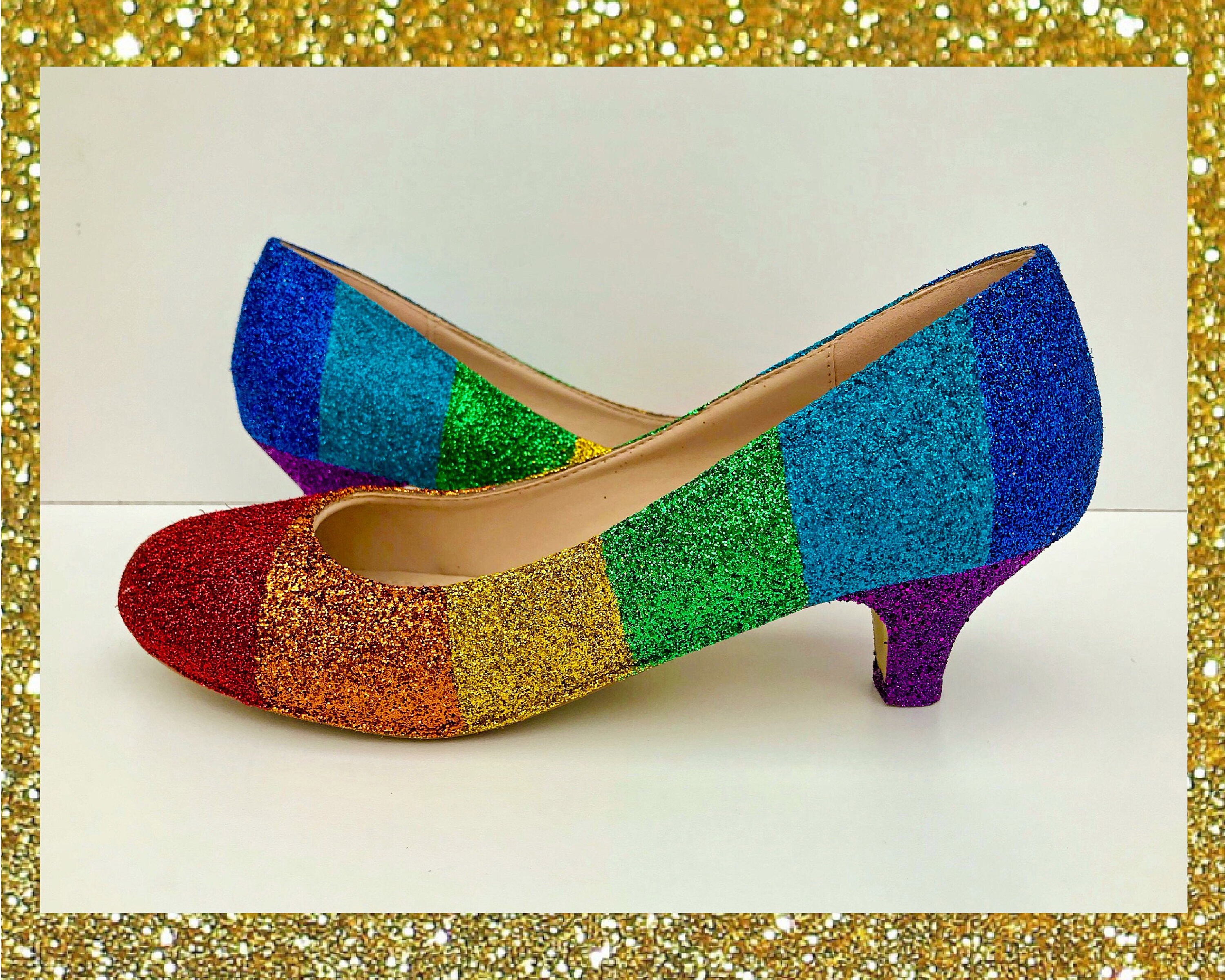 Rainbow Kitten Heels Pride Glitter Heels Rainbow Kitten Etsy UK