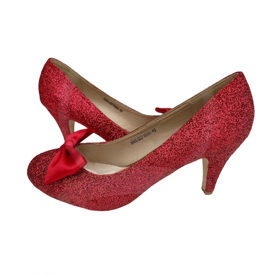 Zapatos rojo tacones brillantes zapatos de - Etsy España