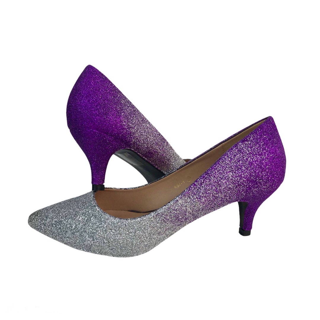 Glitter Lilac Bridesmaid Shoes Ombre Heels Glitter, Glitter Ombre