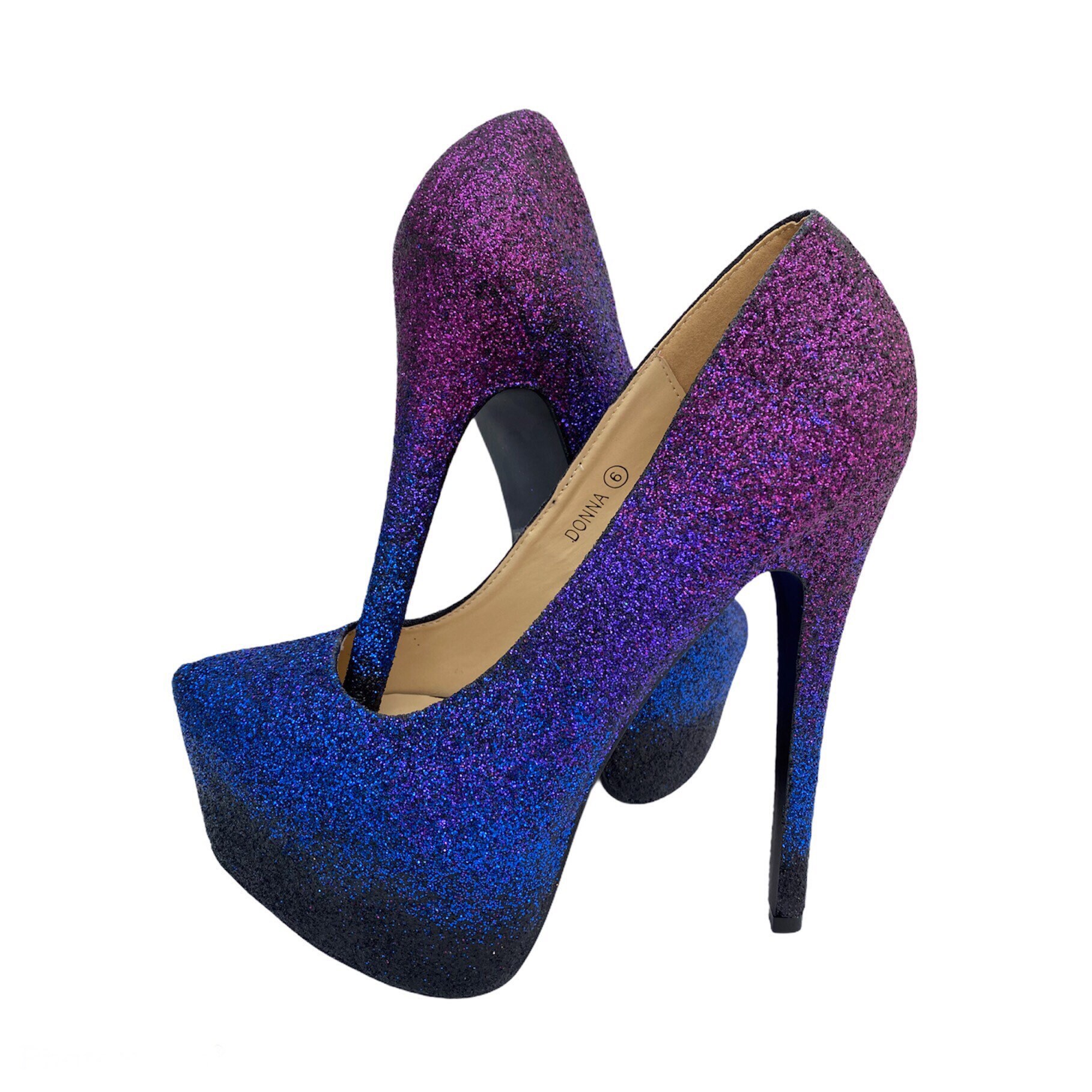 Purple Glitter Ombre Heels Ombre Glitter Shoes Purple Blue Etsy UK
