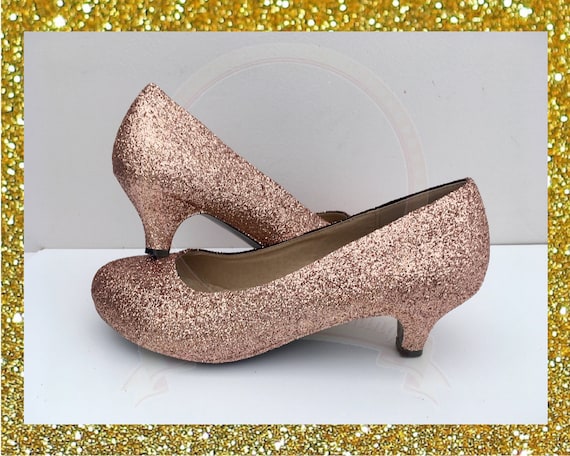 gold bridesmaid shoes low heel