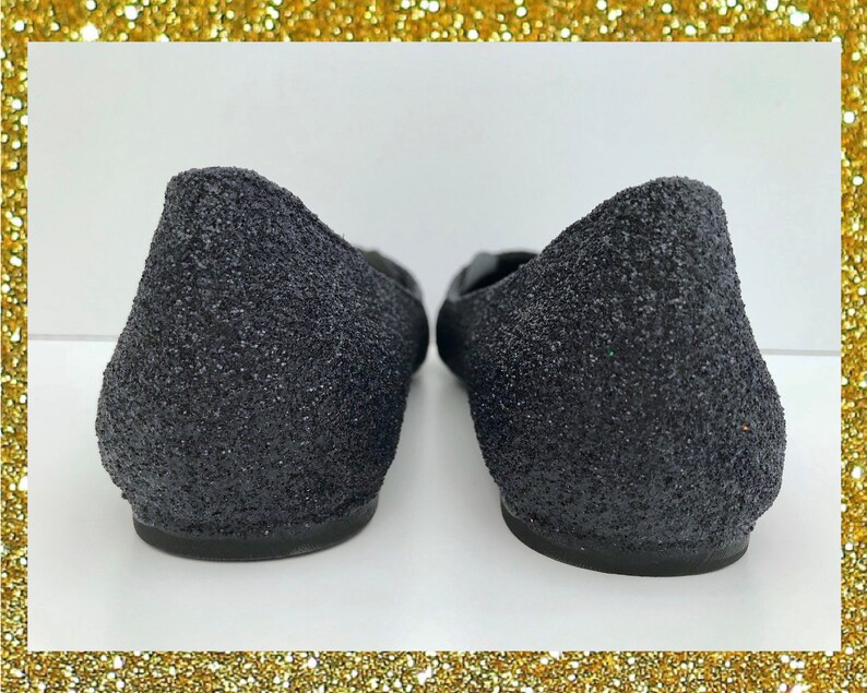Black cat shoes Cat ballet flats Cat glitter shoes Black Etsy