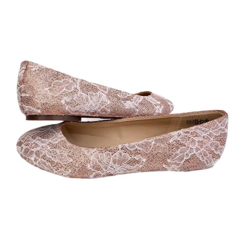 Rose Gold Bridal Lace Glitter Shoes 