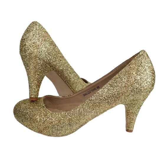 Gold Glitter Heels Champagne Gold Shoes Gold Bridal Heels | Etsy