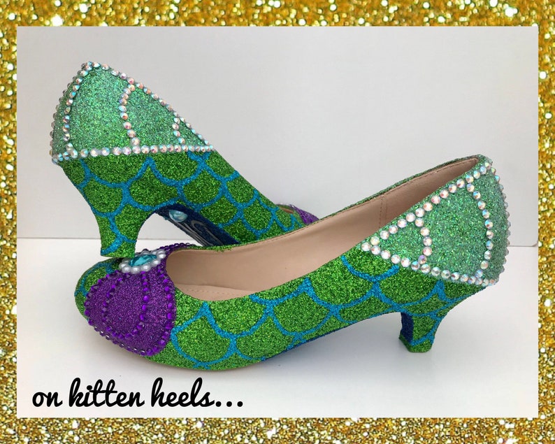 Custom mermaid shoes, Mermaid glitter shoes, Custom wedding shoes, Mermaid glitter heels, Glitter heels custom, Little mermaid wedding shoes image 10