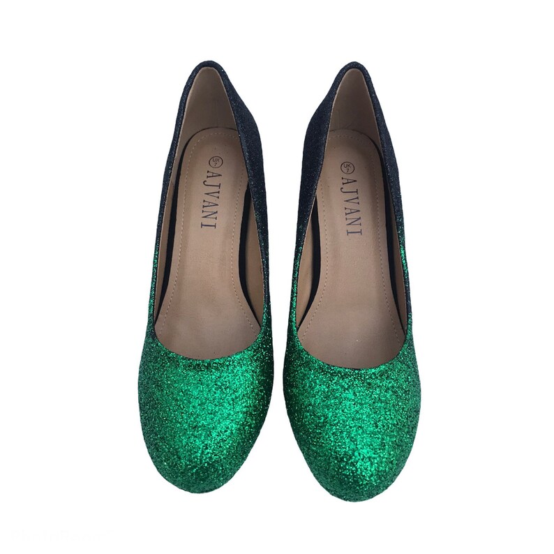 Black Green Glitter Heels Green Ombre Heels Ombre Glitter Etsy