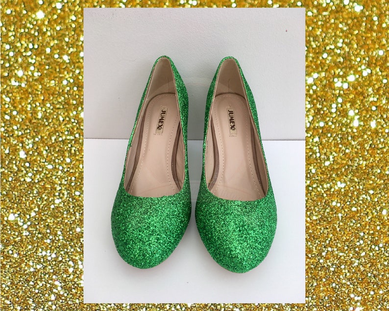 emerald green sparkly heels