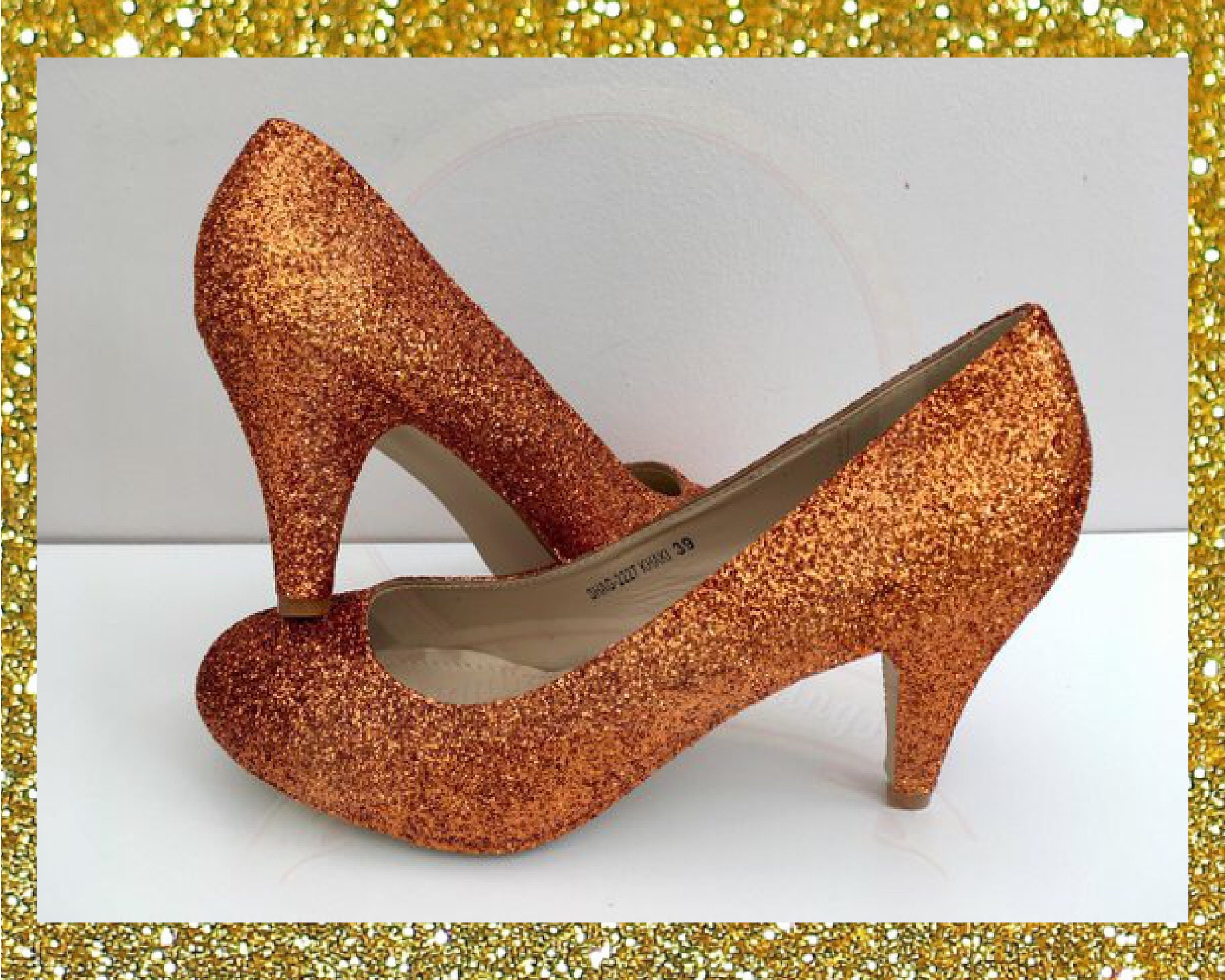 Orange glitter heels Copper glitter shoes Burnt orange Etsy