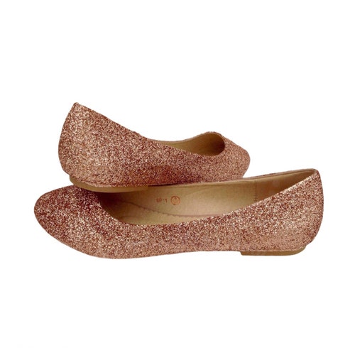 Rose Gold Shoes Rose Gold Glitter Flats 