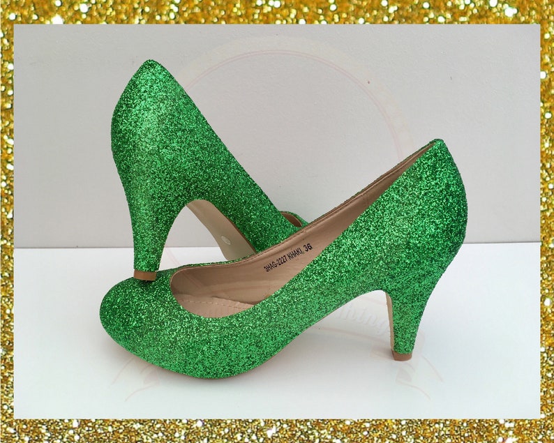 Green glitter heels  Emerald  green heels  Bright green shoes  