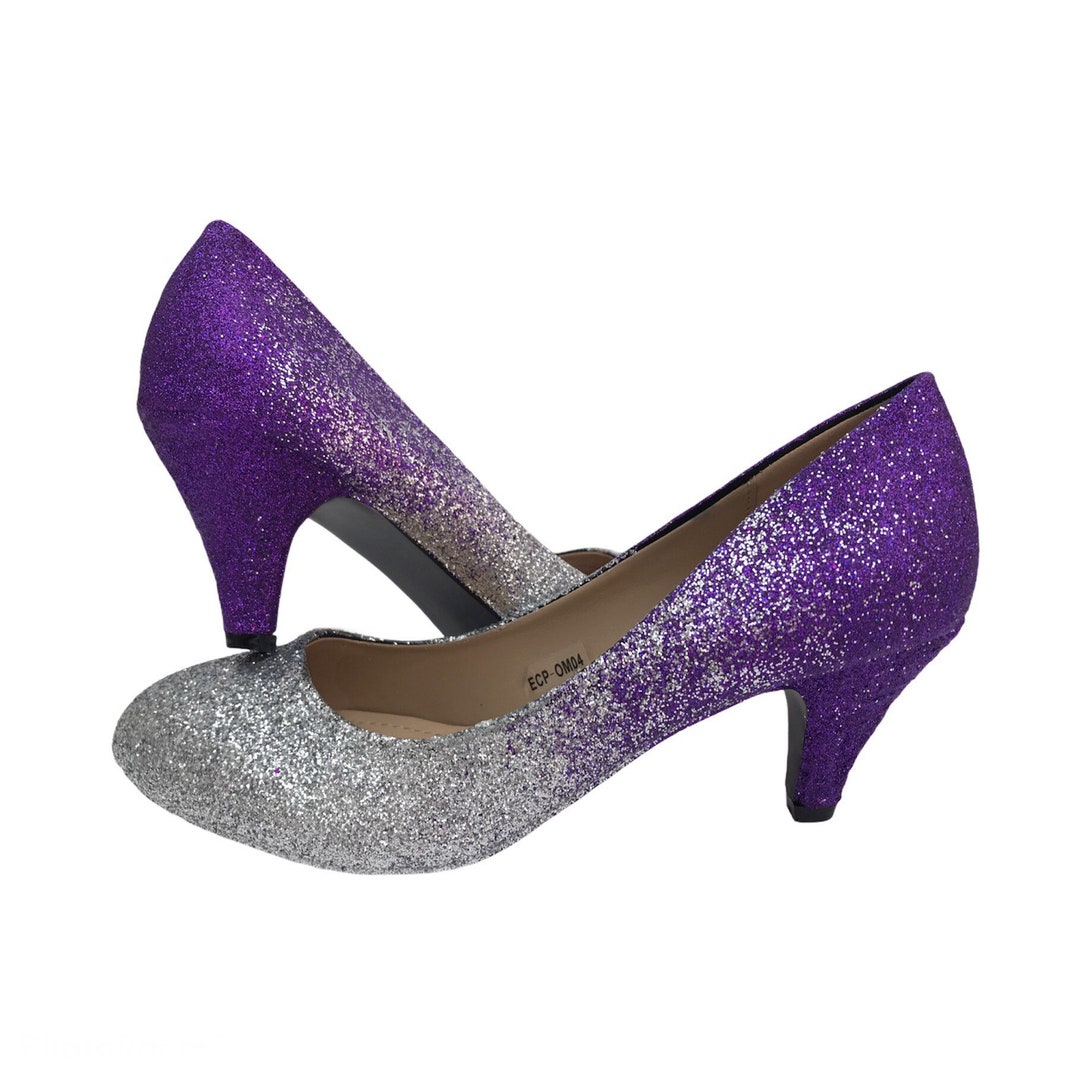 Purple Ombré Heels Glitter Glitter Ombre Shoes Round Toe - Etsy