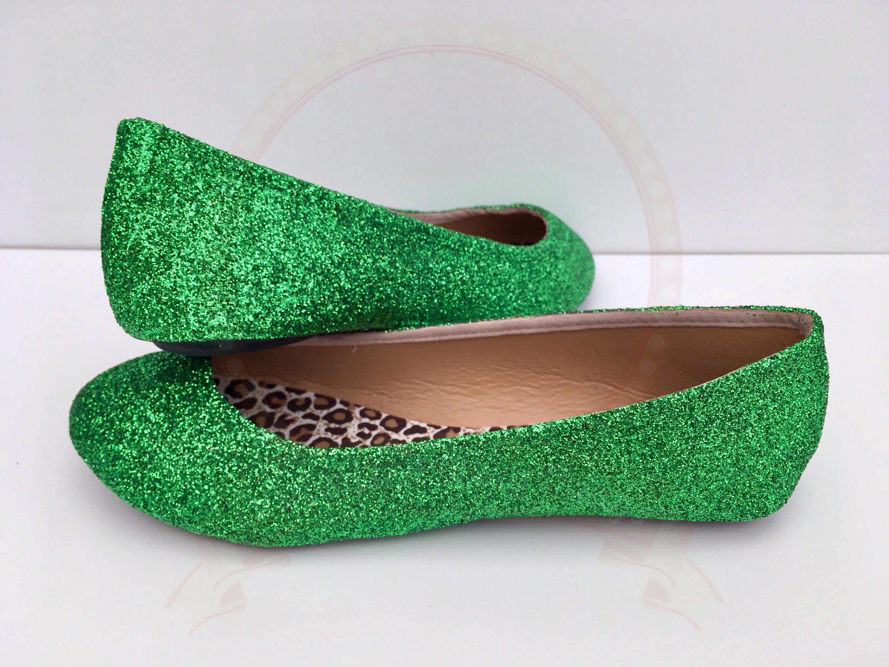 green sparkly flats